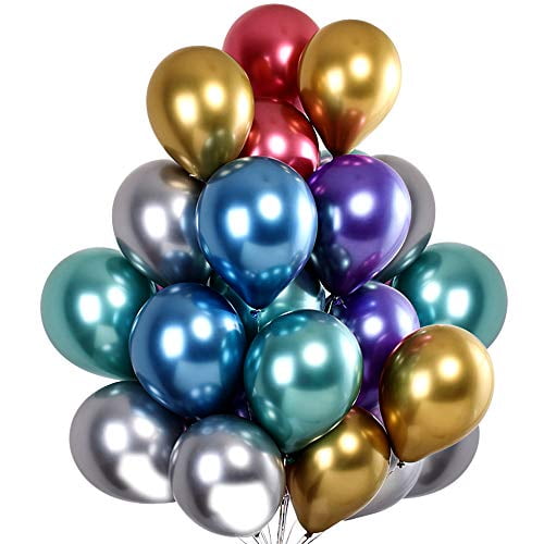 PartyMate Balloons Latex Balloons 076526 Metallic Silk Assortment 12 Multicolor PartyMate Balloons Latex Balloons 076526 Metallic Silk Assortment 12 Multicolor